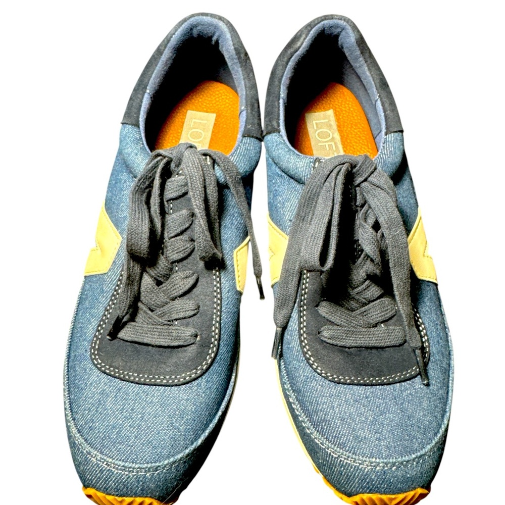 LOFT Everyday Women’s Trainer Sneakers‎ Size 7.5 Denim Blue White Lace Up